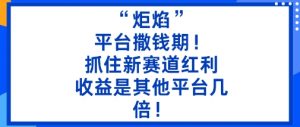 “炬焰”：平台撒钱期！抓住新赛道红利，5分钟二创内容，收益是其他平台几倍！-聊项目
