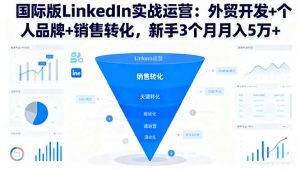 国际版LinkedIn实战运营:外贸开发+个人品牌+销售转化,新手3个月月入5万+-聊项目