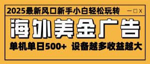 2025最新风口 海外美金广告 单机单日500+ 可无限放大 设备越多收益越大 轻松上手-聊项目