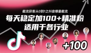 截流获客从0到1之抖音爆量截流,每天稳定加100+精准粉,适用于各行业-聊项目