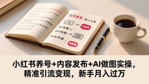 小红书养号+内容发布+AI做图实操，精准引流变现，新手月入过万-聊项目