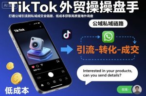 TikTok外贸操盘手，打通公域引流到私域成交全链路，低成本获取高质量海外询盘-聊项目