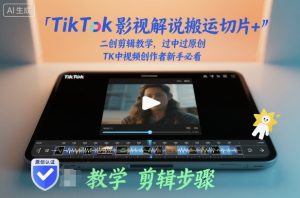 TikTok影视解说搬运切片+二创剪辑教学，过中过原创，TK中视频创作者新手必看-聊项目