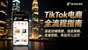 TikTok电商全流程指南，涵盖店铺搭建、选品策略、流量获取，单店月入过万-聊项目