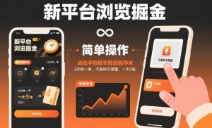 新平台浏览掘金,动动手指截张图就能挣米,2分钟一单,不限时不限量,一天5张【揭秘】-聊项目