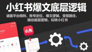 小红书爆文底层逻辑，涵盖平台规则、账号定位、爆文逻辑、变现路径，撬动底层逻辑，玩转小红书-聊项目