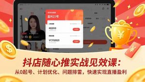 抖店随心推实战见效课:从0起号、计划优化、问题排雷,快速实现直播盈利-聊项目