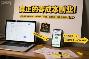 真正的零成本副业!问卷调查暴利项目,无脑操作,纯0撸,收益稳定,每天轻松日入100+【揭秘】-聊项目