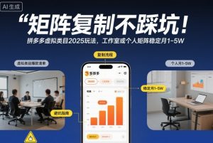 矩阵复制不踩坑!拼多多虚拟类目2025玩法,工作室或者个人矩阵稳定月1-5W【揭秘】-聊项目