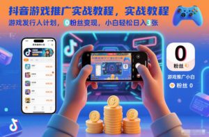 抖音游戏推广实战教程,游戏发行人计划,0粉丝变现,小白轻松日入3张-聊项目
