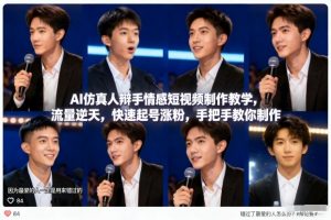 AI仿真人辩手情感短视频制作教学,流量逆天,快速起号涨粉,手把手教你制作-聊项目