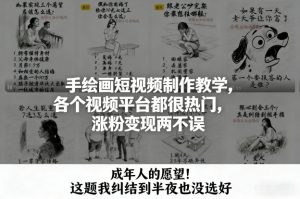 手绘画短视频制作教学，各个视频平台都很热门，涨粉变现两不误-聊项目