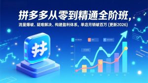 拼多多从零到精通全阶班,流量爆破、疑难解决,构建盈利体系,单店月销破百万(更新2026-聊项目