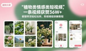 植物类情感类短视频，一条视频获赞36W+，橱窗带货轻松玩转，附保姆级拆解教程-聊项目