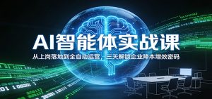 AI智能体实战课:从上岗落地到全自动运营,三天解锁企业降本增效密码-聊项目