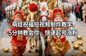 萌娃祝福短视频制作教学，5分钟教会你，快速起号涨粉-聊项目