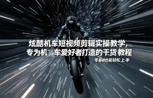 炫酷机车短视频剪辑实操教学，专为机车爱好者打造的干货教程，零基础也能轻松上手-聊项目