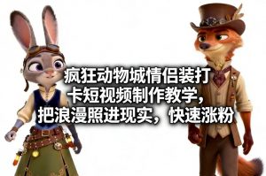 疯狂动物城情侣装打卡短视频制作教学，把浪漫照进现实，快速涨粉-聊项目