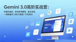 Gemini 3.0高阶实战营:多模态通吃、职场效率翻倍、副业变现,一周跑通月入两万(教程+飞书资料-聊项目