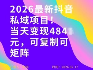 26年最新抖音私域玩法,当天变现4张+,可复制可粘贴,新手小白可做-聊项目