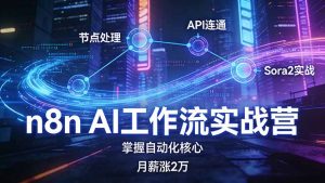 n8n AI工作流实战营，节点处理+API连通+Sora2实战，掌握自动化核心月薪涨2万-聊项目