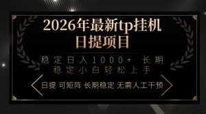 2026年最新tp挂机日提项目：稳定日入1000+小白轻松上手-聊项目