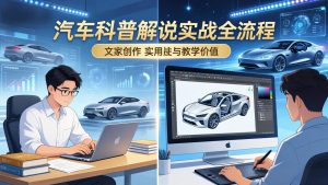 抖音汽车科普解说实战：文案+动画+画面处理+去水印全流程，打造专业汽车科普视频-聊项目