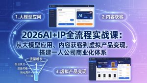 2026AI+IP全流程实战课：从大模型应用、内容获客到虚拟产品变现，搭建一人公司商业化体系-聊项目