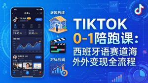 TIKTOK 0-1 陪跑课:从环境搭建到刷对标剪辑,西班牙语赛道海外变现全流程-聊项目