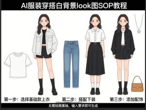 AI服装穿搭白背景look图SOP教程，不用会画画，提几句具体要求，AI就能还你一个奇迹-聊项目