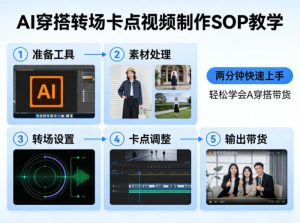 AI穿搭转场卡点视频制作SOP教学,两分钟快速上手,轻松学会AI穿搭带货-聊项目