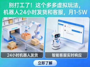 别打工了!这个多多虚拟玩法,机器人24小时发货和客服,月1-5W【揭秘】-聊项目