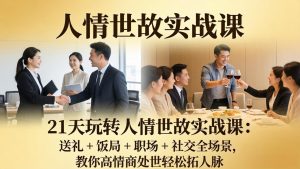 21 天玩转人情世故实战课:送礼 + 饭局 + 职场 + 社交全场景,教你高情商处世轻松拓人脉-聊项目