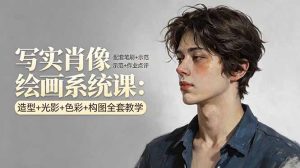 写实肖像绘画系统课:造型+光影+色彩+构图全套教学,配套笔刷+示范+作业点评-聊项目