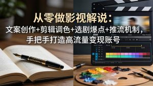 从零做影视解说:文案创作+剪辑调色+选剧爆点+推流机制,手把手打造高流量变现账号-聊项目