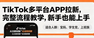 TikTok多平台APP拉新,完整流程教学,新手也能上手,轻松出海搞美金-聊项目