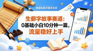 公众号流量主——生僻字故事赛道，流量稳，好上手，0基础小白也能10分钟一篇-聊项目