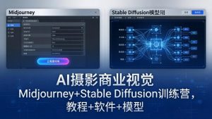 AI摄影商业视觉Midjourney+Stable Diffusion训练营，教程+软件+模型-聊项目