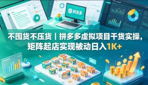 不囤货不压货｜拼多多虚拟项目干货实操，矩阵起店实现被动日入1K+【揭秘】-聊项目