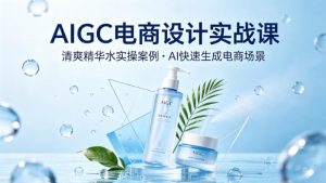 AIGC电商设计实战课，以清爽精华水为实操案例，教你用AI快速生成电商场景-聊项目