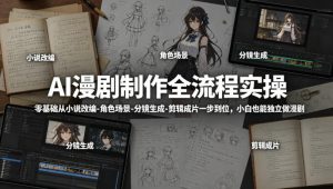 AI漫剧制作全流程实操，零基础从小说改编-角色场景-分镜生成-剪辑成片一步到位，小白也能独立做漫剧-聊项目