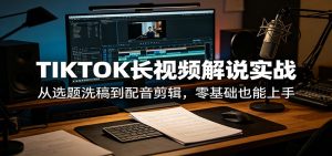 TIKTOK长视频解说实战：从选题洗稿到配音剪辑，零基础也能上手-聊项目