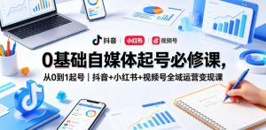 0基础自媒体起号必修课，从0到1起号｜抖音+小红书+视频号全域运营变现课-聊项目