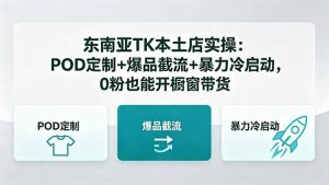 东南亚TK本土店实操-5月更新:POD定制+爆品截流+暴力冷启动,0粉也能开橱窗带货-聊项目