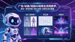 广告/动画/短剧AI视频全流程教学,角色一致性控制+镜头运镜+后期合成全覆盖-聊项目