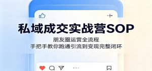 私域成交实战营SOP:朋友圈运营全流程,手把手教你跑通引流到变现完整闭环-聊项目