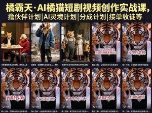 橘霸天·AI橘猫短剧视频创作实战课,撸伙伴计划|AI灵境计划|分成计划|接单收徒等-聊项目