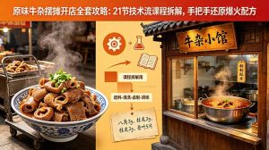 原味牛杂摆摊开店全套攻略:21节技术流课程拆解,手把手还原爆火配方-聊项目