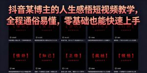 抖音某博主的灰太狼人生感悟短视频教学,全程通俗易懂,零基础也能快速上手-聊项目