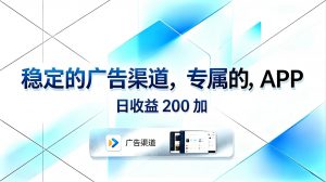 稳定的广告渠道,专属的APP,日收益200+-聊项目